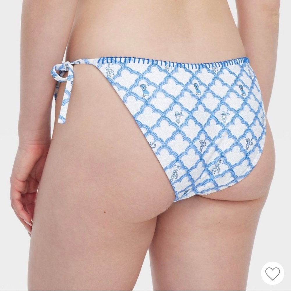 NWT - Roller Rabbit Geo / Floral Vines Reversible Side Tie Bikini Bottoms